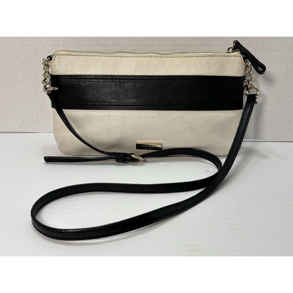 Kate Spade Villabella Avenue Celina‎ Crossbody Black White Leather Bow Purse